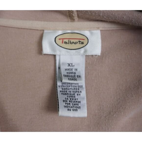 Vintage 90s Talbots Tan Hooded Zip Up Sweatshirt - Picture 4 of 7